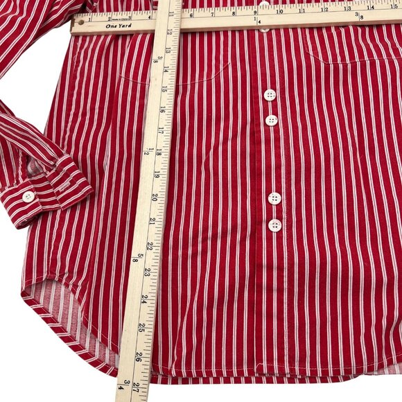 Vintage Pinot Noir Red & White Striped Button-Up Shirt With Chest Pockets - Picture 5 of 6
